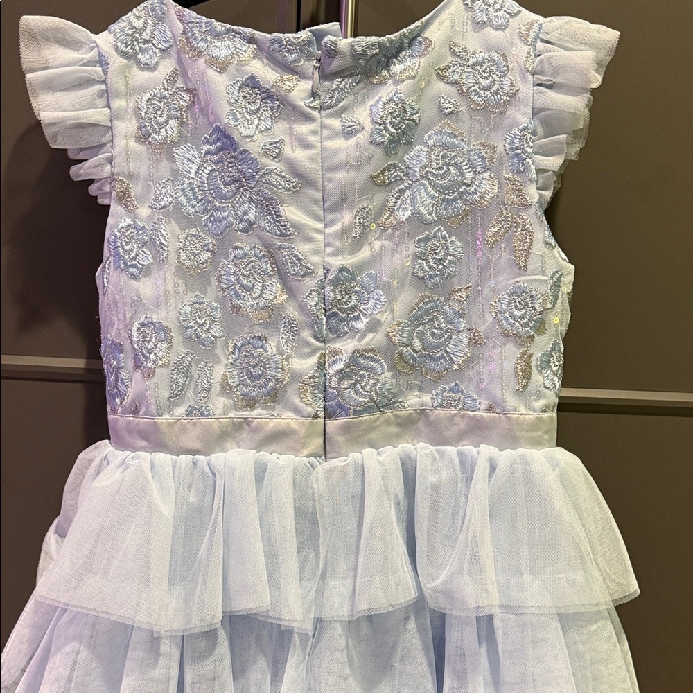 Disney Store Girls Blue Ruffle Tulle Party Dress Size 9/10 Special Occasion - Picture 5 of 7